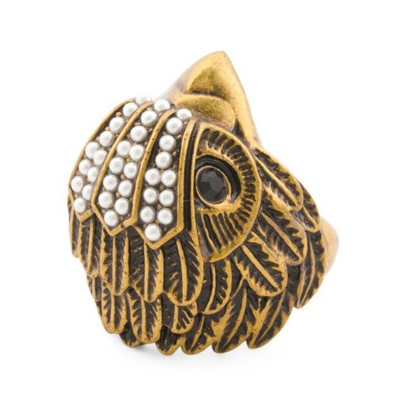 Kurt Geiger London Ring Signature Eagle Crest Pearl Cocktail Ring - Picture 3 of 13